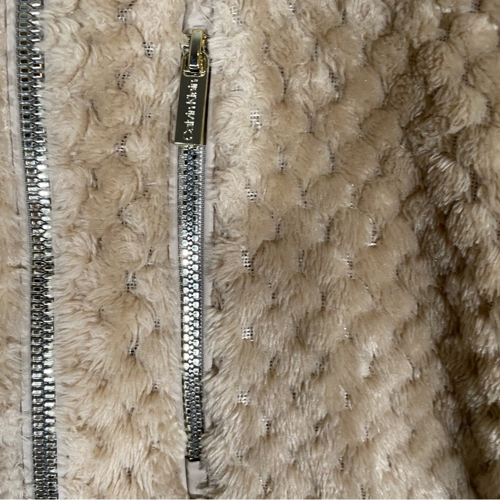 Calvin Klein fuzzy soft Women's Tan chic fleece Jacket size large outdoor - Picture 5 of 9
